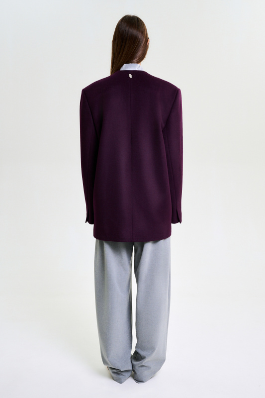 Пальто-пиджак без лацканов BURGUNDY